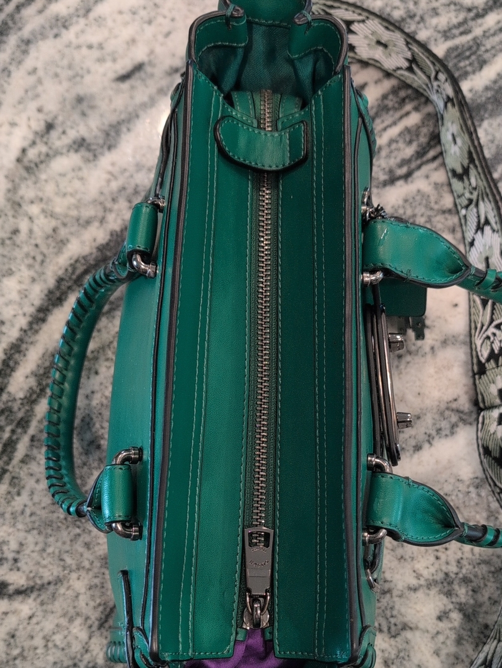 Coach Swagger 27 Forest Green Rip & Repair Carryall Satchel Limited Edition RARE - Picture 4 of 13